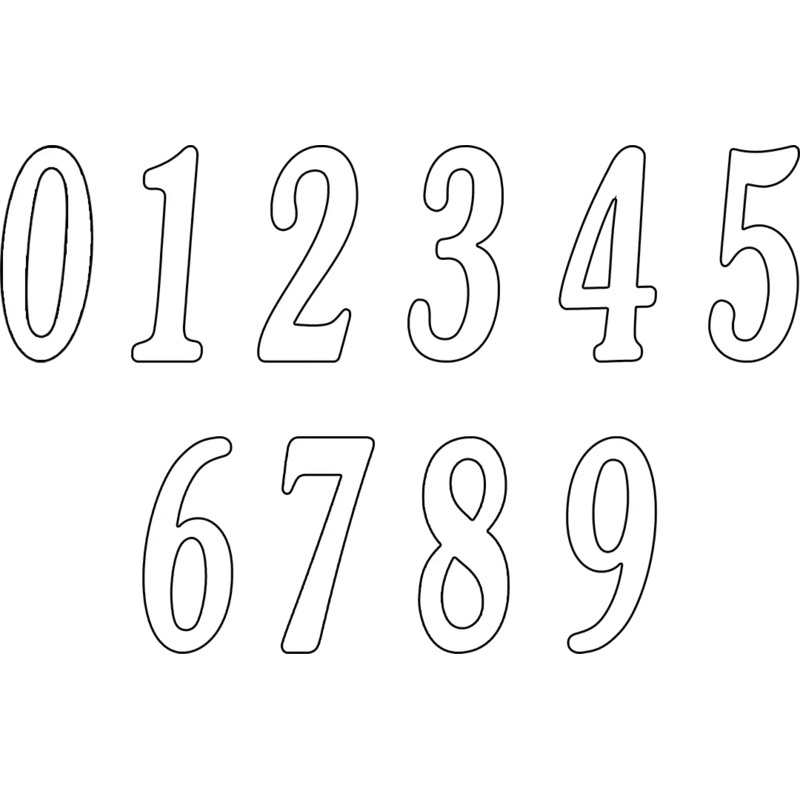 170mm Kurly White Number Stickers