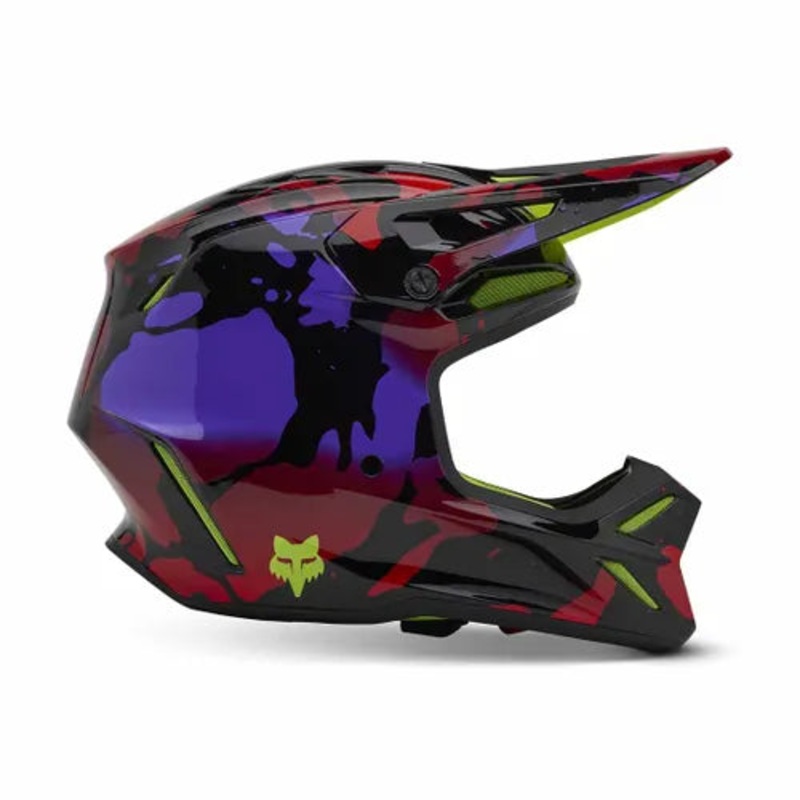 FOX V3 THROTTLE HELMET - FLURO YELLOW